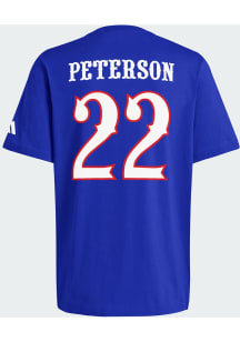 Darryn Peterson Kansas Jayhawks Blue Basketball Name and Number Short Sleeve Player T Shirt