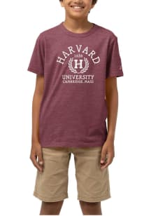 Harvard Crimson Youth Maroon Arch Wordmark Laurels Short Sleeve Fashion T-Shirt
