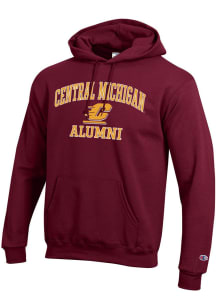 Champion Central Michigan Chippewas Mens Maroon Mascot Alumni Powerblend Long Sleeve Hoodie