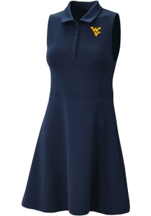 Columbia West Virginia Mountaineers Womens Navy Blue Heat Seal Match Short Sleeve Dress