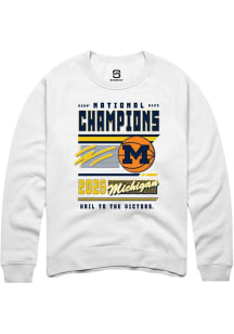 Summit Sportswear Michigan Wolverines Mens White MBB National Champs 2026 Magazine Long Sleeve Cre..