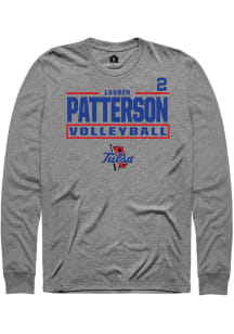 Lauren Patterson Tulsa Golden Hurricane Graphite NIL Stacked Box Long Sleeve Player T Shirt