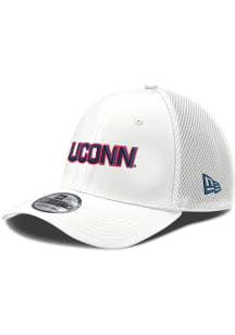 New Era UConn Huskies Mens White Neo 39THIRTY Flex Hat