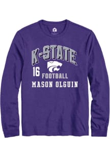Mason Olguin  K-State Wildcats Purple Rally Football NIL Arch Logo Long Sleeve T Shirt