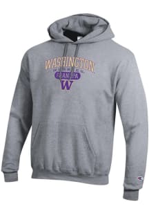 Champion Washington Huskies Mens Grey Pill Box Grandpa Powerblend Long Sleeve Hoodie