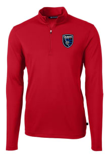 Cutter and Buck San Jose Earthquakes Mens Red Virtue Eco Pique Big and Tall Qtr Zip