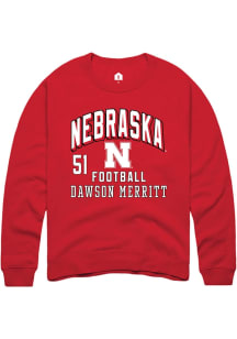 Dawson Merritt Nebraska Cornhuskers Mens Red Football NIL Arch Logo Player Crew