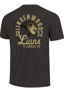 Lindenwood Lions Charcoal Mascot Overlay Short Sleeve T Shirt
