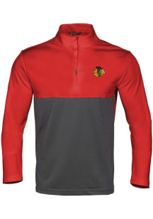 Levelwear Chicago Blackhawks Mens Red Pursue Embroidered 3D Patch Short Sleeve Qtr Zip
