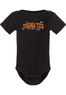 Summit Sportswear Virginia Tech Hokies Baby Black Heart Graphic Short Sleeve One Piece