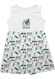 Vive La Fete Mexico National Team Baby Girls White Maddie Short Sleeve Dress