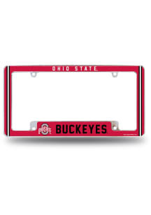 Ohio State Buckeyes Alternate All Over Chrome License Plate Frame - White