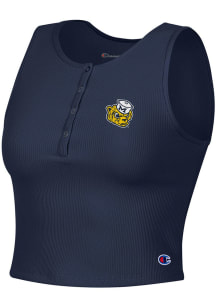 Champion Michigan Wolverines Womens Navy Blue Ottoman Henley Tank Top