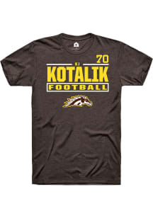 KJ Kotalik Western Michigan Broncos Brown Football NIL Stacked Box Short Sleeve Player T Shirt