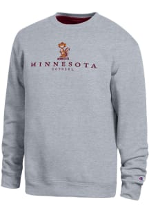 Champion Minnesota Golden Gophers Mens Grey Flat Name Contrast Long Sleeve Crew Sweatshirt