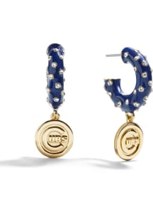 Chicago Cubs Charm Enamel Huggie Womens Earrings