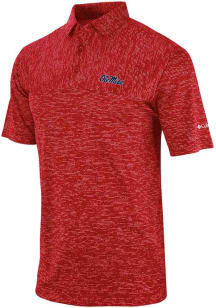 Columbia Ole Miss Rebels Mens Red Heat Seal Heading Out Short Sleeve Polo
