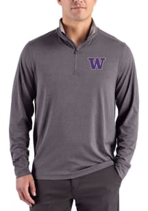 Cutter and Buck Washington Huskies Mens Black Forge Eco Big and Tall Qtr Zip