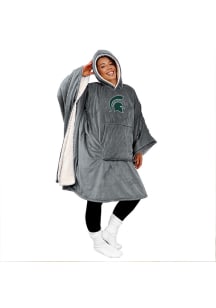 Michigan State Spartans Wearable Sherpa Bloncho Sherpa Fleece Blanket - Dark Grey