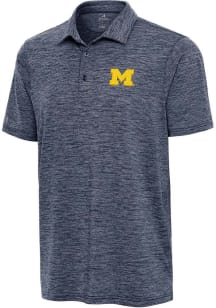 Antigua Michigan Wolverines Mens Blue Sprout Short Sleeve Polo
