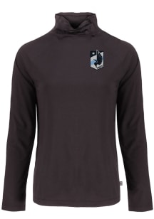 Cutter and Buck Minnesota United FC Womens Black Coastline Eco Funnel Neck Crew Sweatshirt