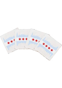 Chicago Flag Skyline 4x4 Wood Coaster - White