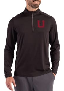 Cutter and Buck Utah Utes Mens Black Vault Coastline Long Sleeve Qtr Zip Pullover