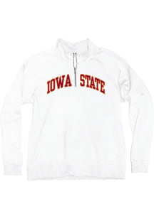 Blue 84 Iowa State Cyclones Womens White Sanded Fleece Qtr Zip