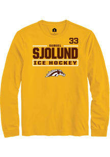 Samuel Sjolund Western Michigan Broncos Gold NIL Stacked Box Long Sleeve Player T Shirt