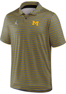 Nike Michigan Wolverines Mens Blue Tour Stripe Short Sleeve Polo