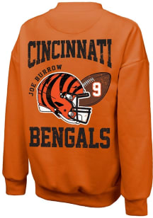 Joe Burrow Cincinnati Bengals Womens Orange Oversized Player Crew