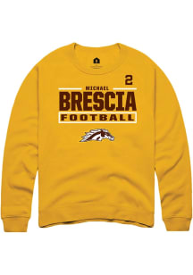 Michael Brescia Western Michigan Broncos Mens Gold Football NIL Stacked Box Player Crew
