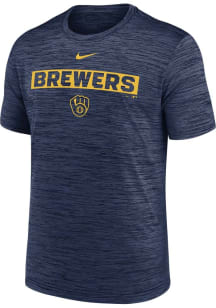 Nike Milwaukee Brewers Navy Blue Primetime Block Name Velocity Short Sleeve T Shirt