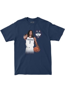 Solo Ball UConn Huskies Navy Blue Men's Basketball Portrait Short Sleeve Fashion Player T Shirt