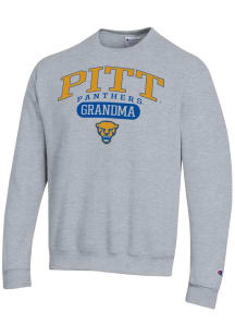 Champion Pitt Panthers Mens Grey Pill Box Grandma Powerblend Long Sleeve Crew Sweatshirt