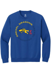 Summit Sportswear Drexel Dragons Mens Blue Circle Long Sleeve Crew Sweatshirt