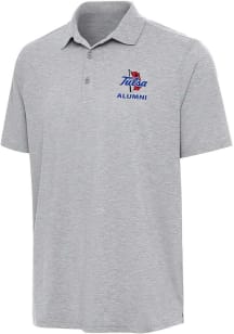 Antigua Tulsa Golden Hurricane Mens Grey Heather Alumni Par 3 Short Sleeve Polo