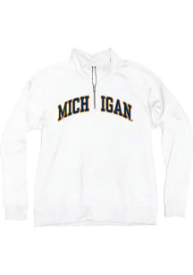Blue 84 Michigan Wolverines Womens White Sanded Fleece Qtr Zip