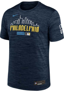 Nike Philadelphia Phillies Navy Blue Authentic Collection City Connect Velocity Short Sleeve T Shi..