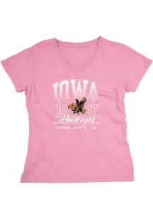 Blue 84 Iowa Hawkeyes Womens Pink Dyed Short Sleeve T-Shirt