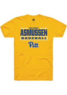 Benjamin Asmussen Pitt Panthers Gold NIL Stacked Box Short Sleeve Player T Shirt