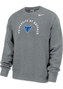Nike Buffalo Bulls Mens Grey Arch Mascot Club Fleece Long Sleeve Crew Sweatshirt