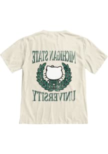 Blue 84 Michigan State Spartans Womens Ivory Hello Two Ways Short Sleeve T-Shirt