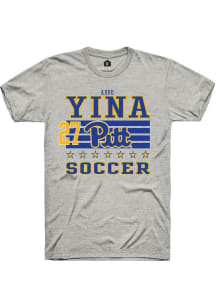 Adoo Yina Pitt Panthers Ash NIL Striped Short Sleeve Player T Shirt