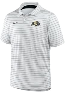 Nike Colorado Buffaloes Mens White Tour Stripe Short Sleeve Polo