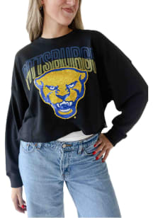 Gameday Social Pitt Panthers Womens Black Heather Starlite Crew Sweatshirt