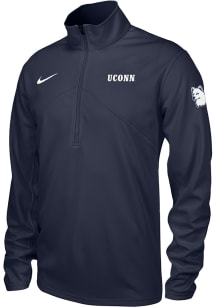 Nike UConn Huskies Mens Navy Blue Team Name Long Sleeve Qtr Zip Pullover