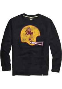 Rally Arizona State Sun Devils Mens Black Triblend Vintage Football Helmet Long Sleeve Fashion Swe..