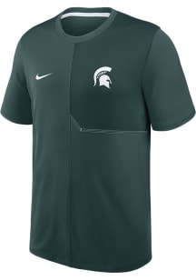 Nike Michigan State Spartans Green DriFit Coach Practice Short Sleeve T Shirt