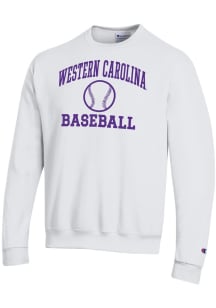 Champion Western Carolina Mens White Baseball Powerblend Long Sleeve Crew Sweatshirt